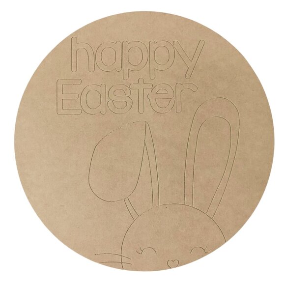 12 inch Happy Easter Paint by Line Round Wood Cutout - Picture 1 of 1